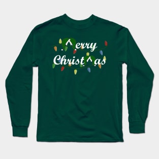 Classic Merry Christmas with Santa Hats - White font Long Sleeve T-Shirt